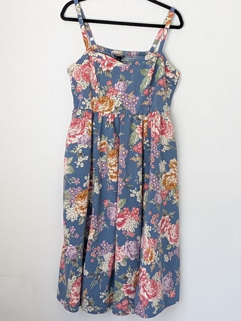 torrid Blue Floral Midi Dress with Spaghetti Straps